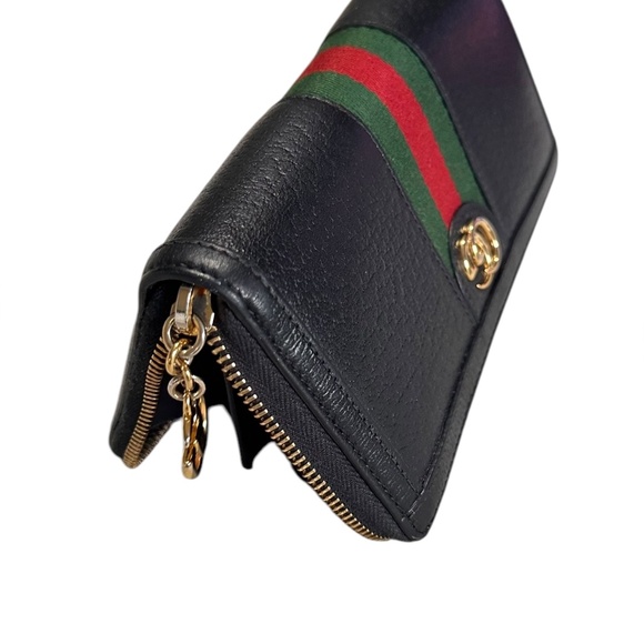 Genuine Gucci Web Ophidia black leather zip around wallet organizer - Picture 7 of 16